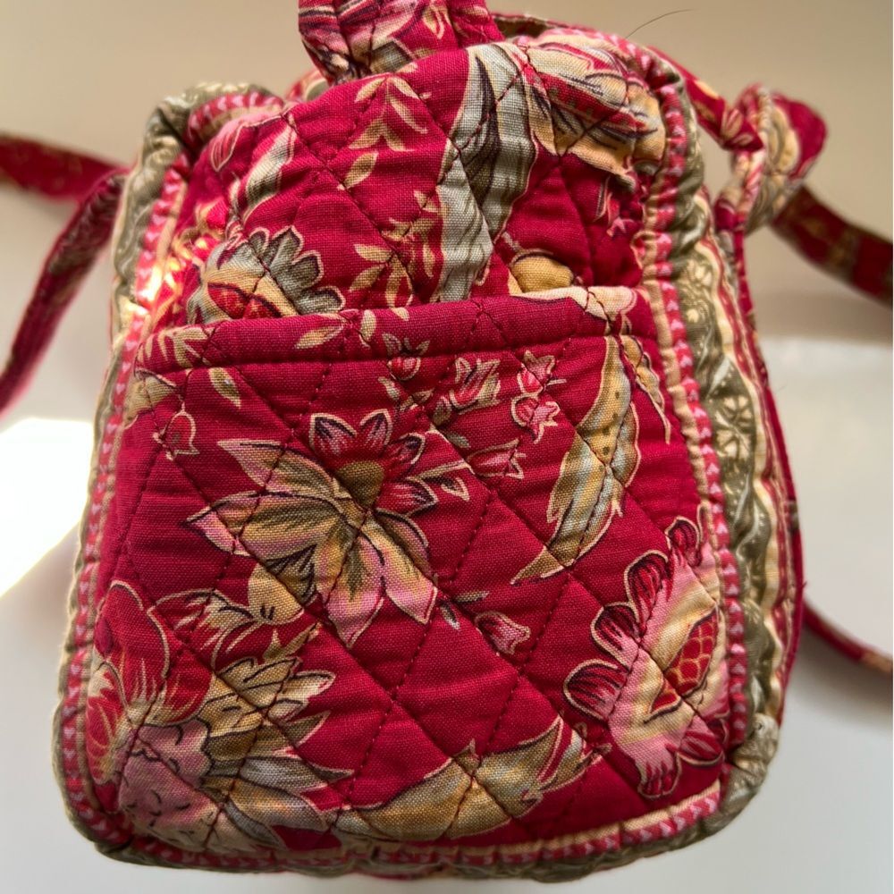 Quilted Shoulder Bag Mini Floral Raspberry Red Cottage Y2K - Picture 6 of 11
